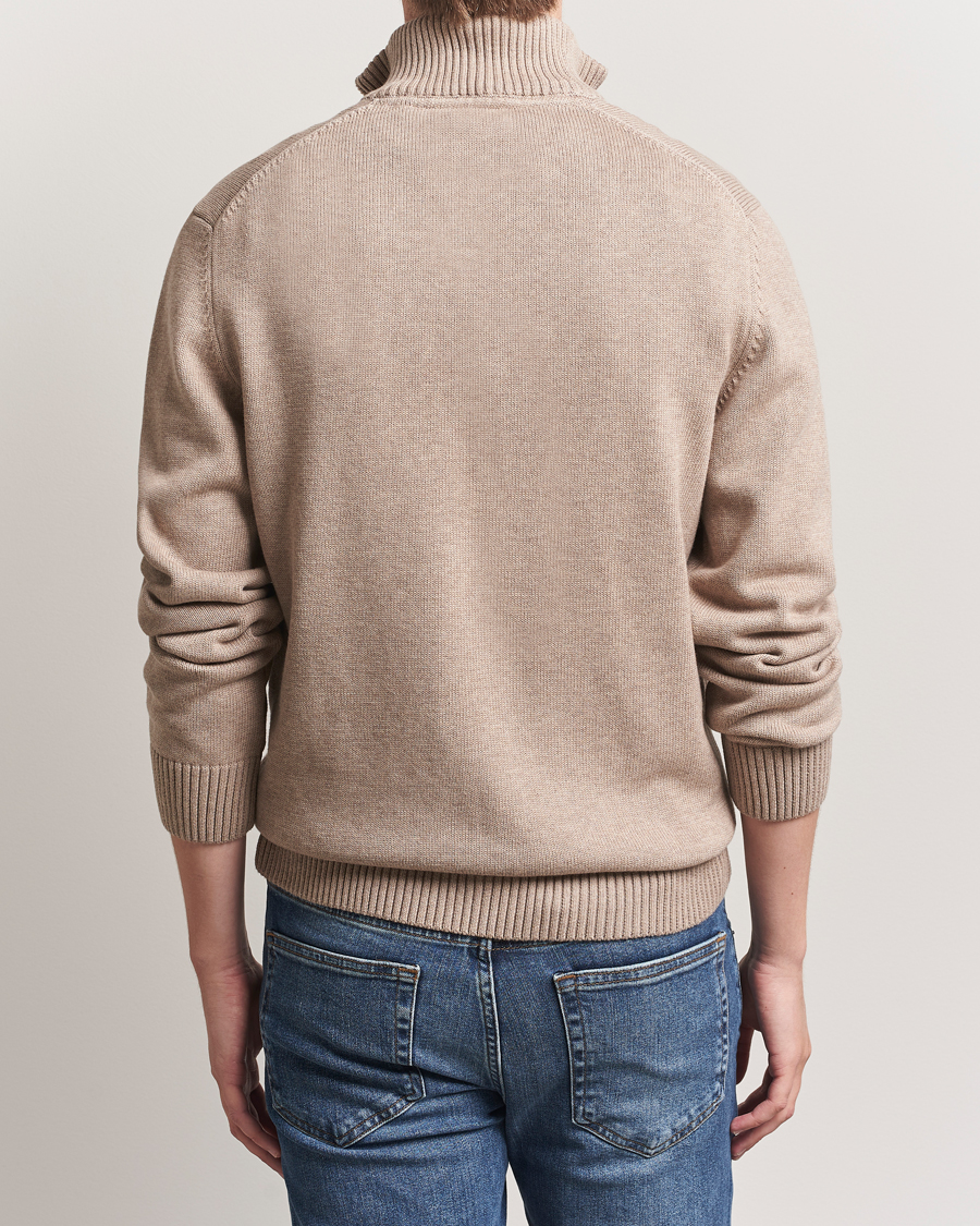 Heren | Truien | GANT | Casual Cotton Half Zip Dark Sand Melange