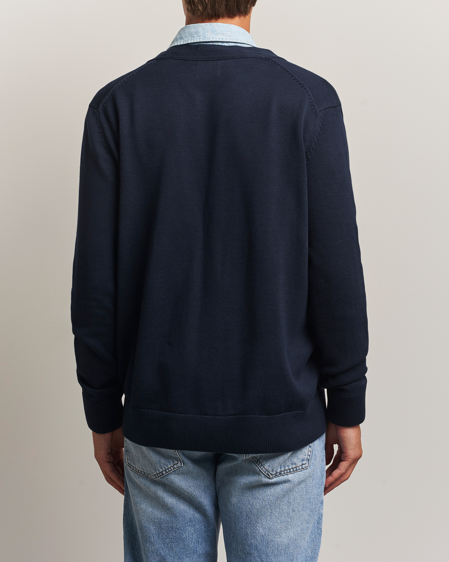 Heren | Truien | Gant | Casual Cotton Cardigan Evening Blue