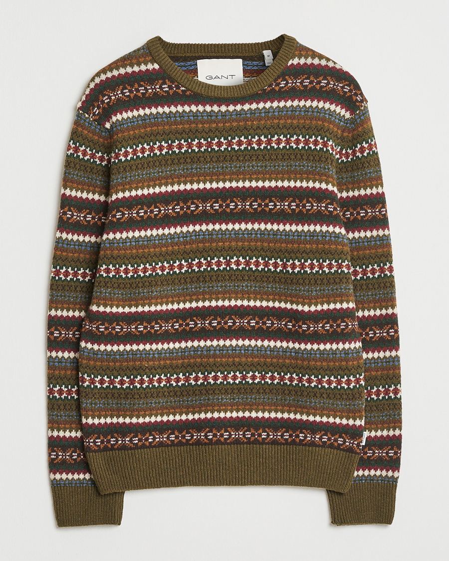 Heren | Truien | GANT | Fair Isle Knitted Crew Neck Sweater Country Green