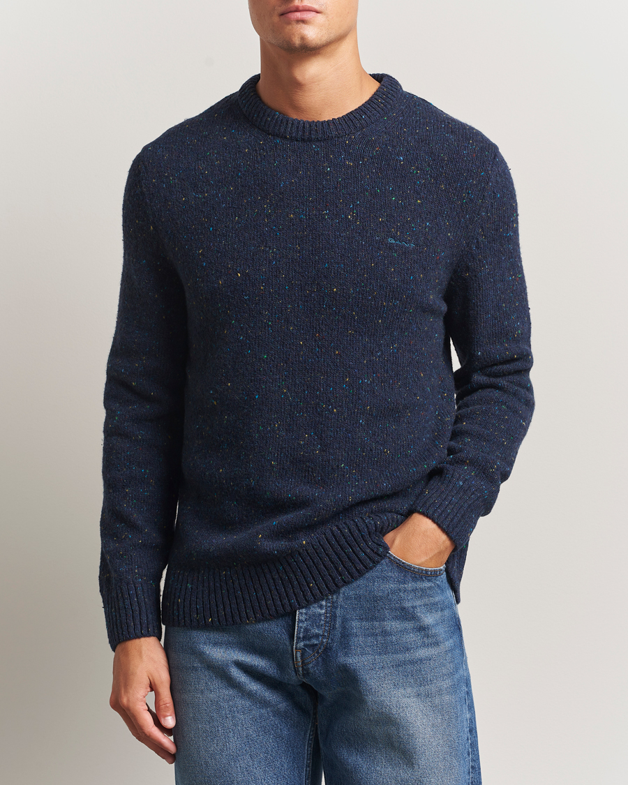 Heren | Truien | GANT | Neps Wool Crew Neck Evening Blue