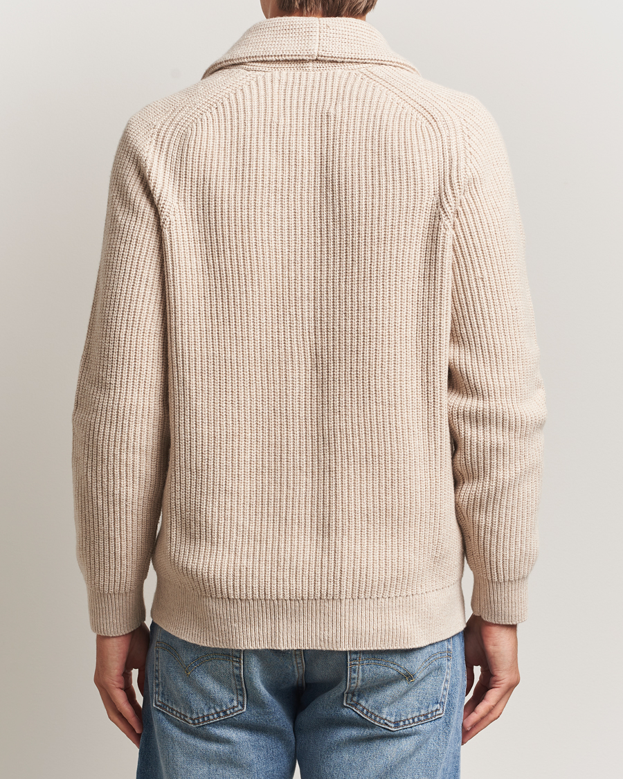 Heren | Truien | GANT | Wool Knitted Shawl Collar Cardigan Light Beige Melange