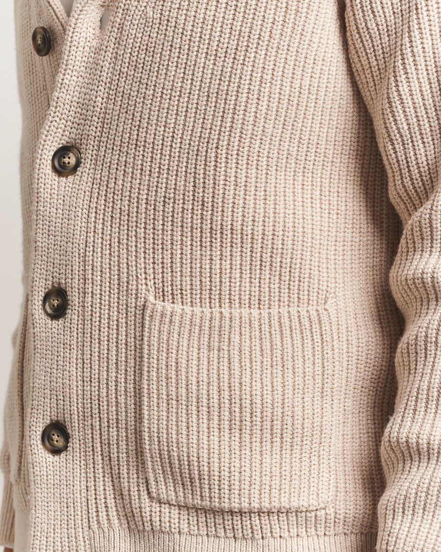 Heren | Truien | GANT | Wool Knitted Shawl Collar Cardigan Light Beige Melange