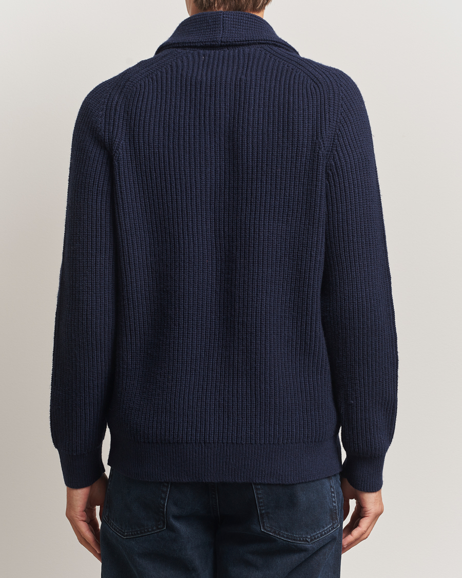 Heren | Truien | GANT | Wool Knitted Shawl Collar Cardigan Evening Blue