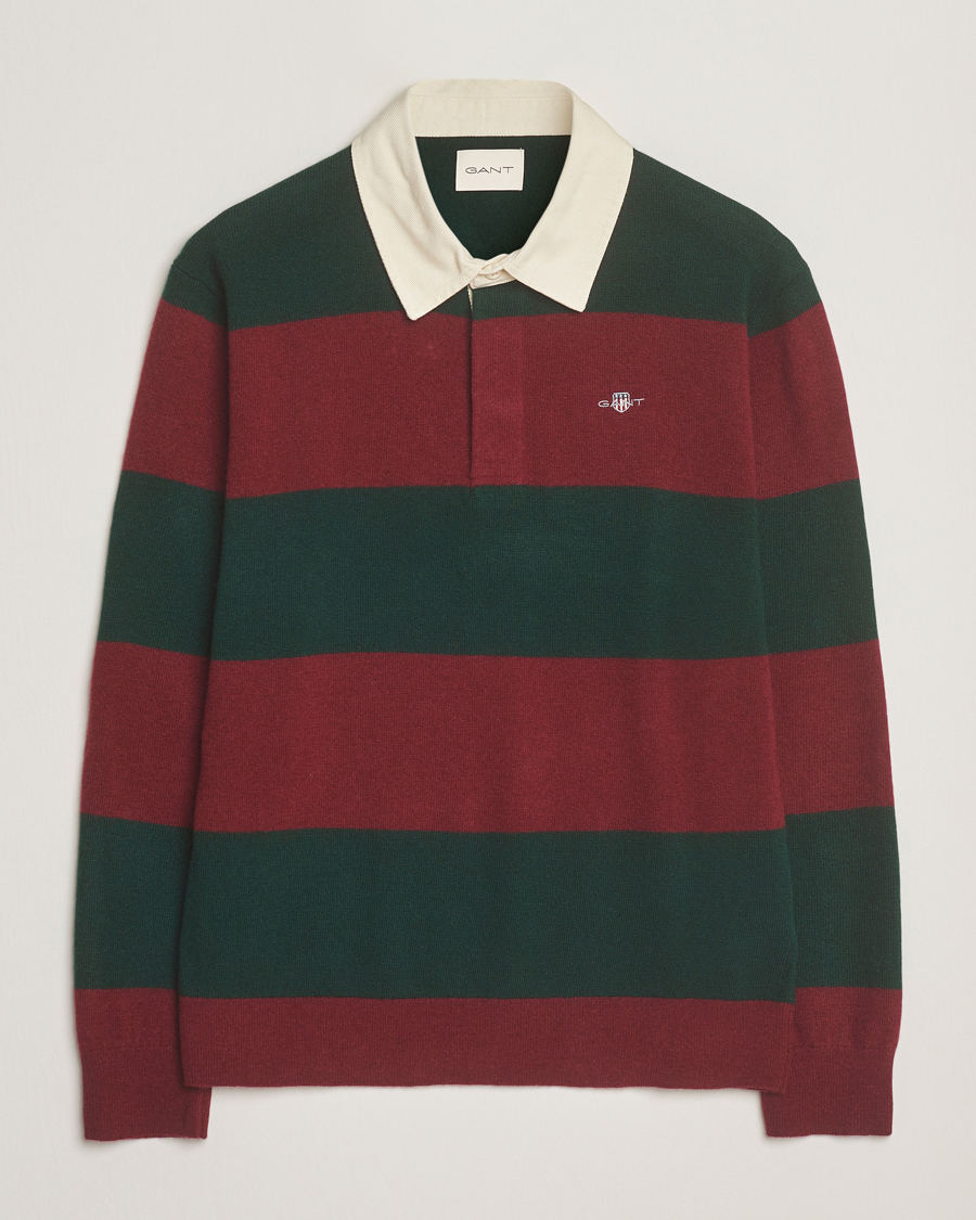 Heren | Truien | GANT | Extra Fine Lambswool Striped Knitted Rugger Tartan Green