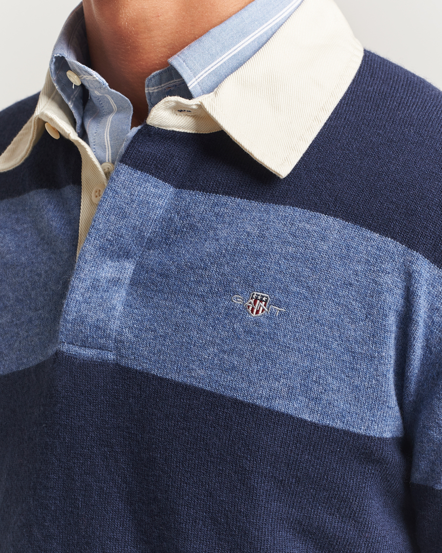 Heren | Truien | GANT | Extra Fine Lambswool Striped Knitted Rugger Marine