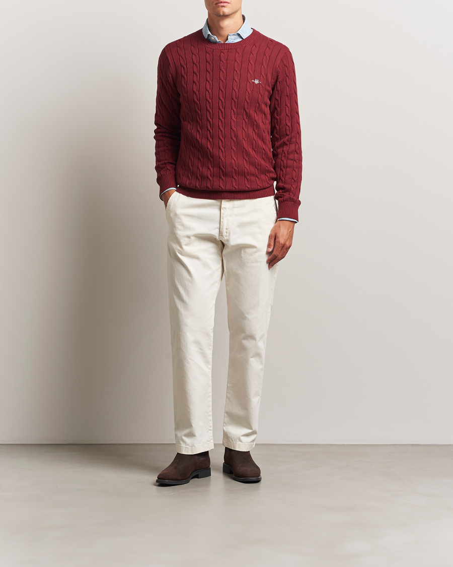 Heren | Truien | GANT | Cotton Cable Crew Neck Plumped Red