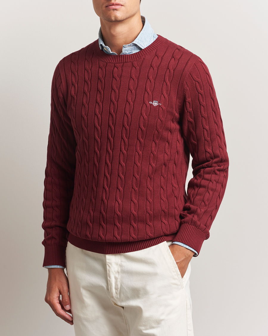 Heren | Truien | GANT | Cotton Cable Crew Neck Plumped Red