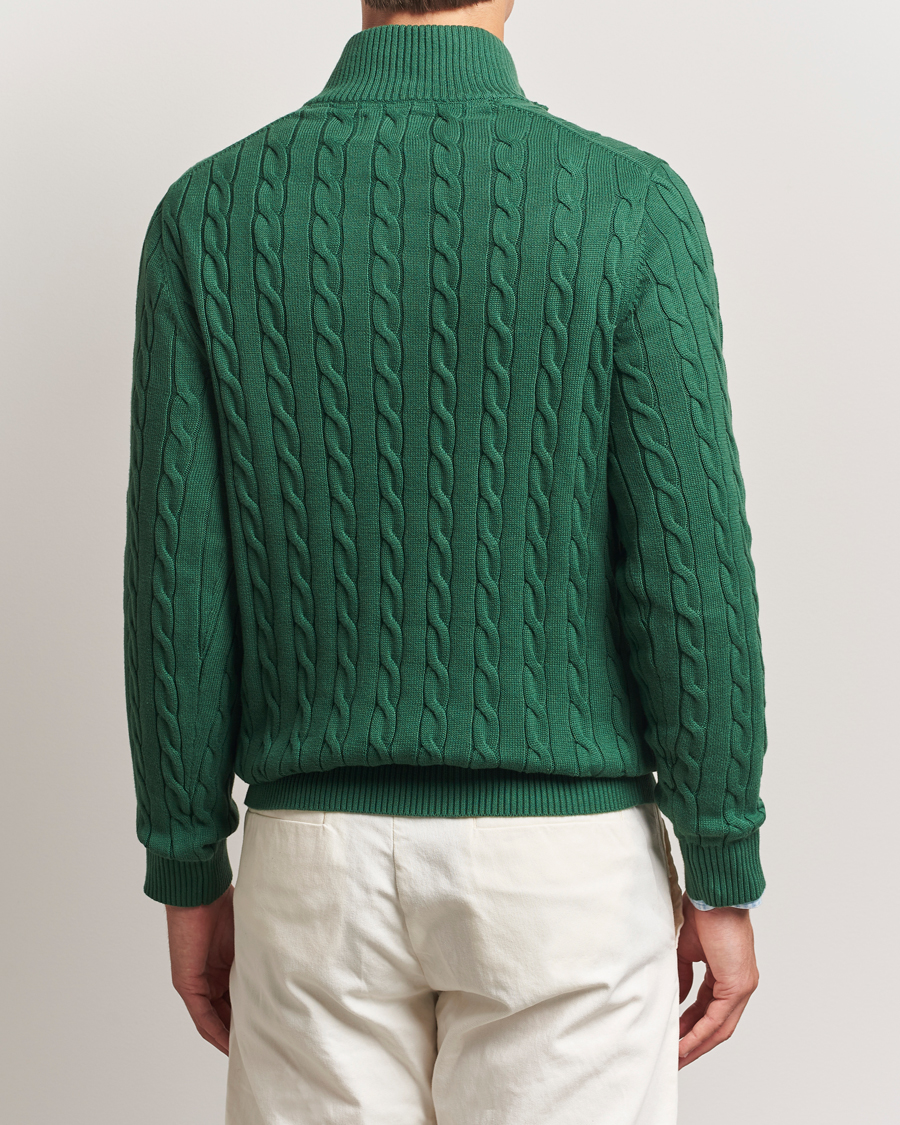 Heren | Truien | GANT | Cotton Cable Half Zip Forest Green