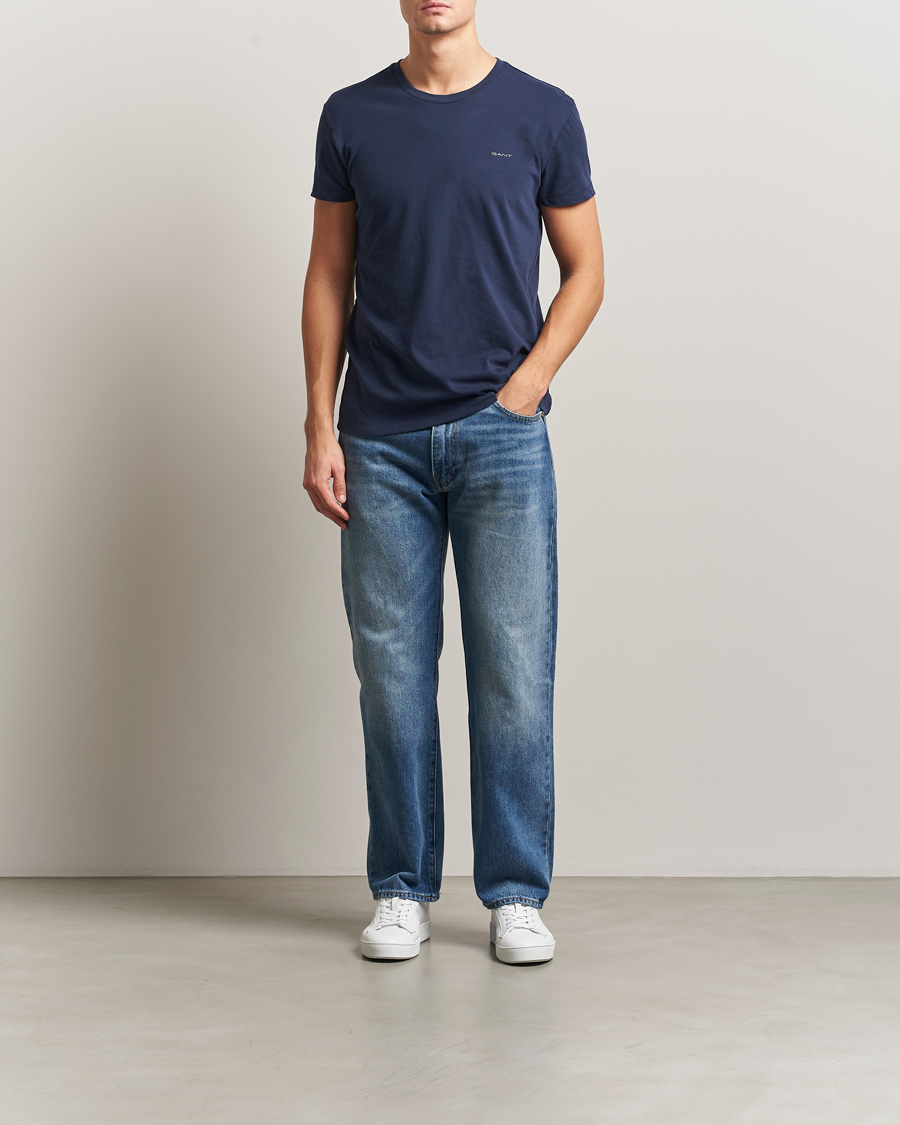 Heren | T-shirts | GANT | 2-Pack Crew Neck T-Shirt Light Grey/Navy
