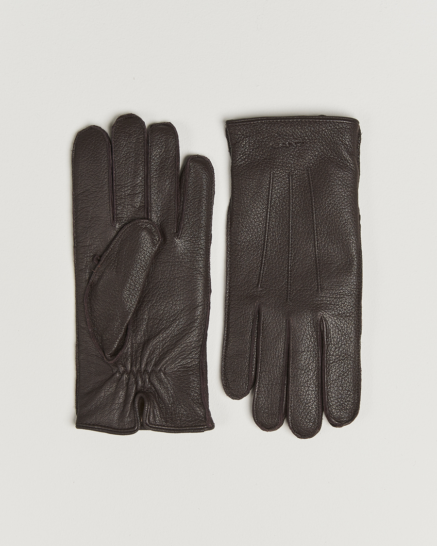 Heren | Handschoenen | GANT | Cashmere Lined Leather Glove Deep Brown