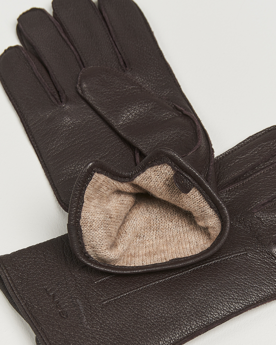 Heren | Handschoenen | GANT | Cashmere Lined Leather Glove Deep Brown