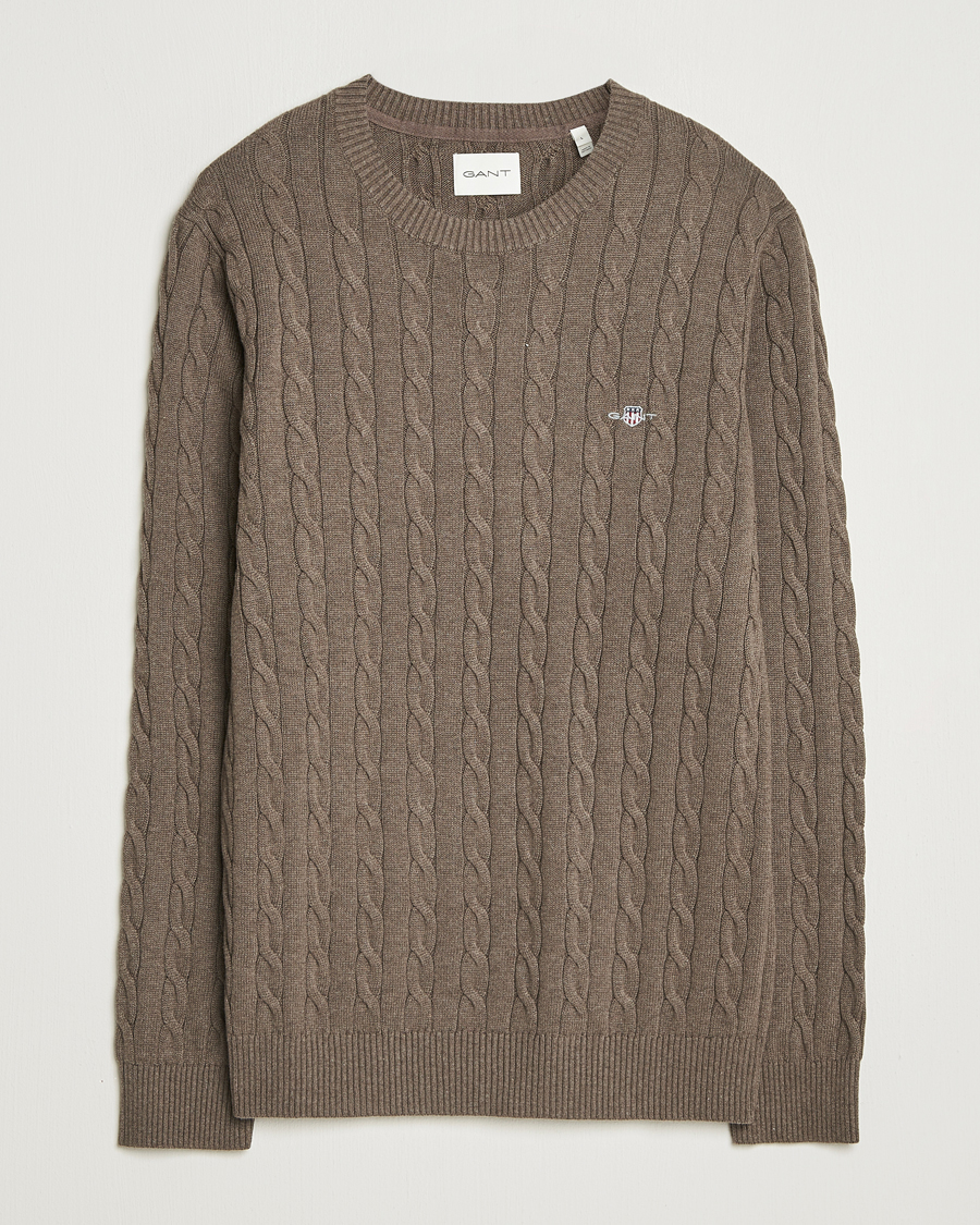 Heren | Truien | GANT | Cotton Cable Crew Neck Pullover Seawood Melange