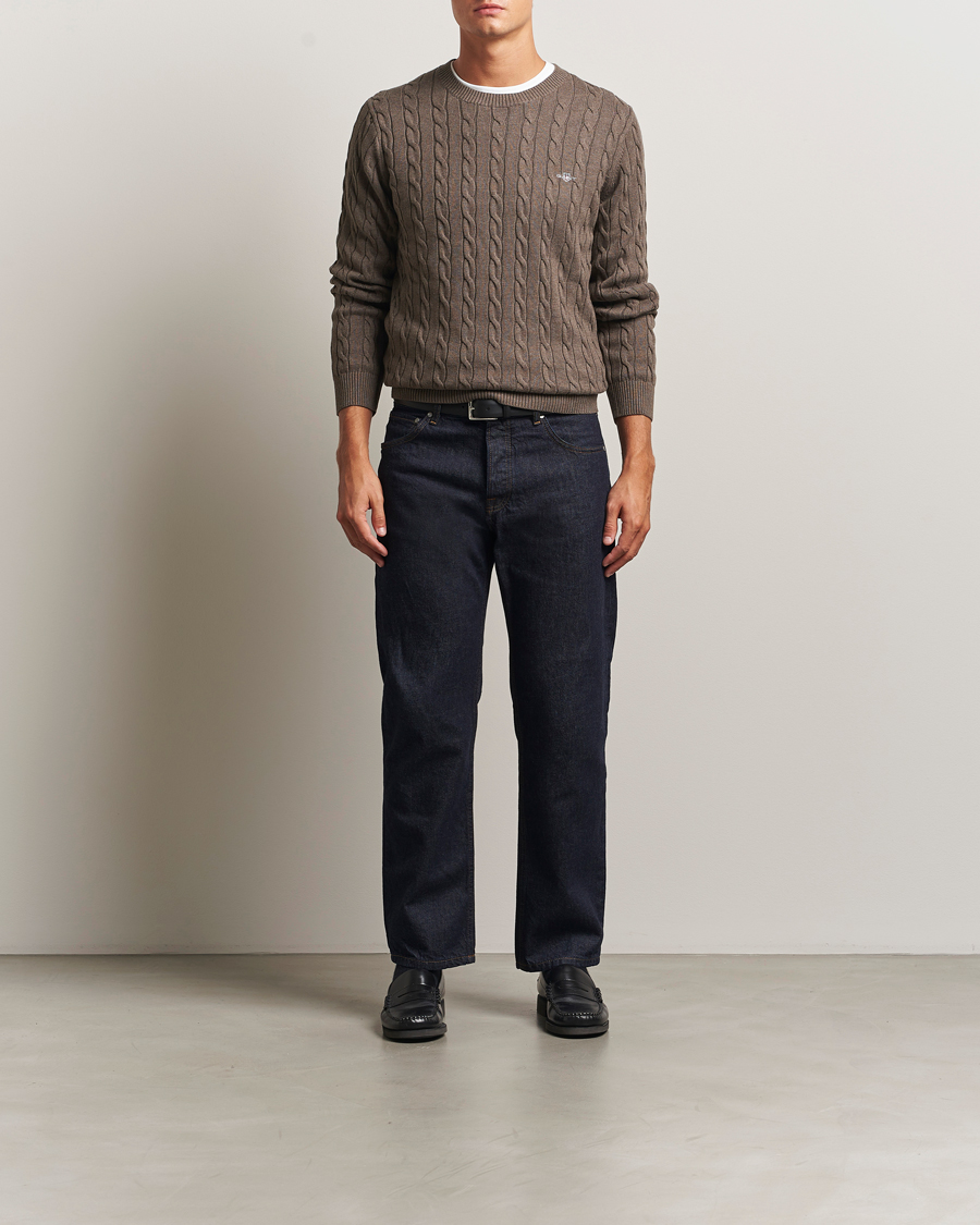Heren | Truien | GANT | Cotton Cable Crew Neck Pullover Seawood Melange