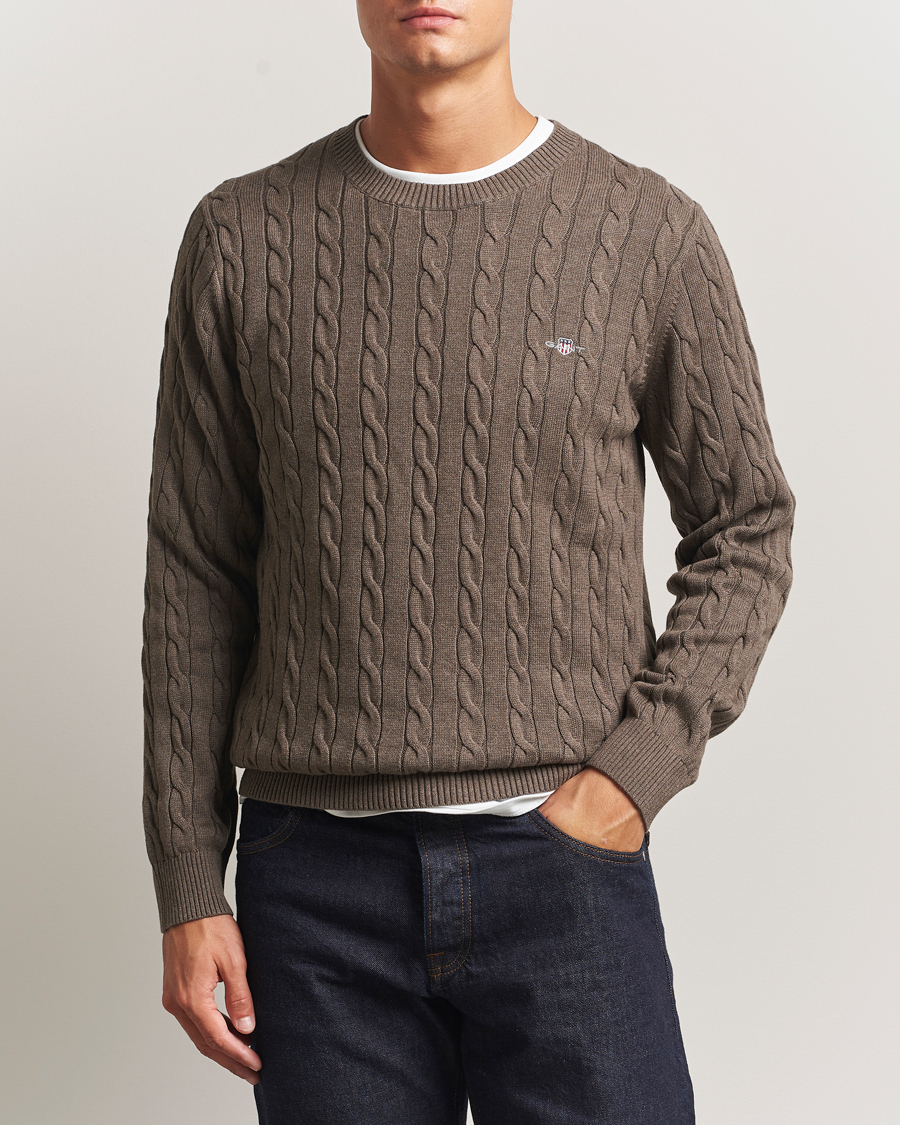 Heren | Truien | GANT | Cotton Cable Crew Neck Pullover Seawood Melange
