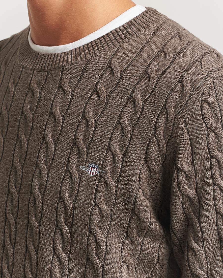 Heren | Truien | GANT | Cotton Cable Crew Neck Pullover Seawood Melange
