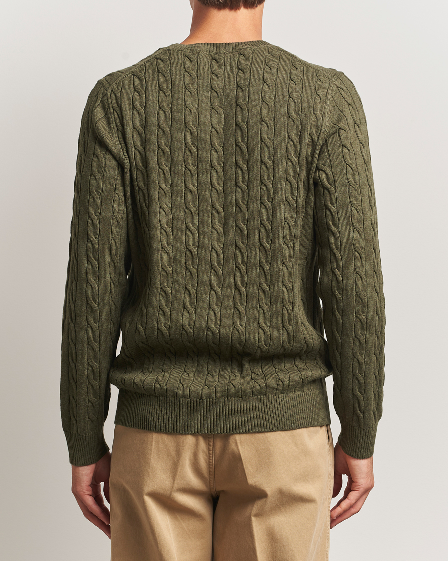 Heren | Truien | GANT | Cotton Cable Crew Neck Pullover Khaki Green Melange