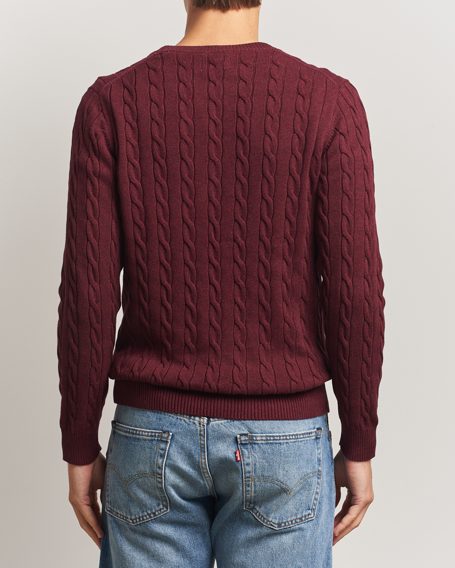 Heren | Truien | GANT | Cotton Cable Crew Neck Pullover Bordeaux Melange
