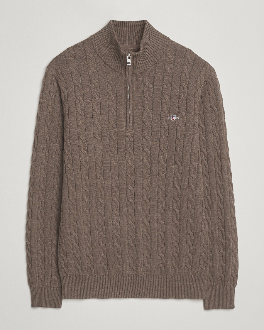 Heren | Truien | GANT | Cotton Cable Half Zip Seawood Melange