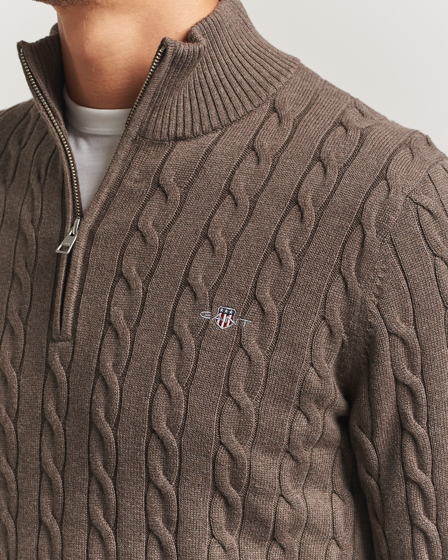 Heren | Truien | GANT | Cotton Cable Half Zip Seawood Melange