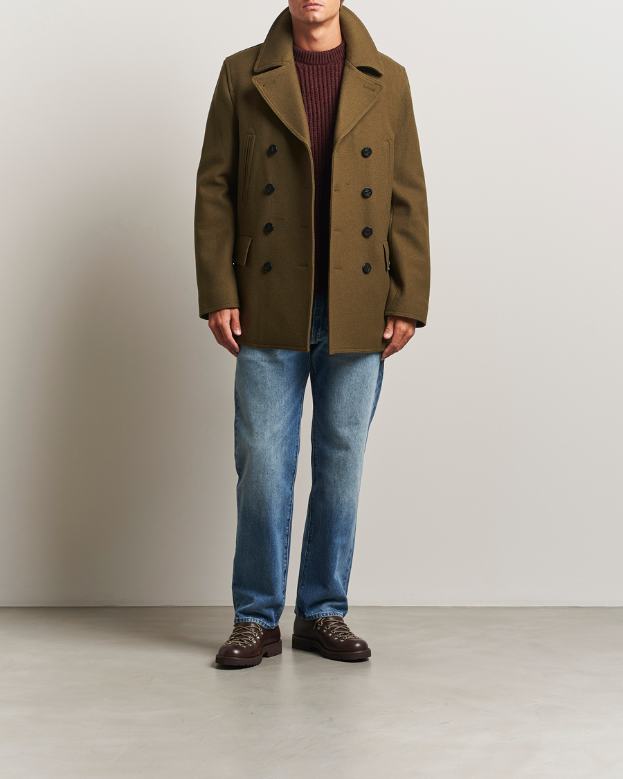 Heren | Jassen | Gloverall | Churchill Reefer Peacoat Loden Green