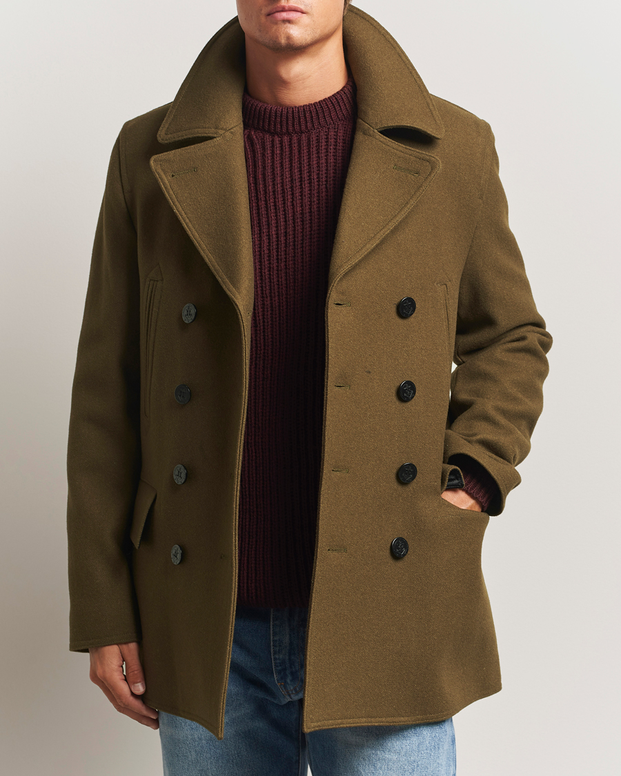 Heren | Jassen | Gloverall | Churchill Reefer Peacoat Loden Green