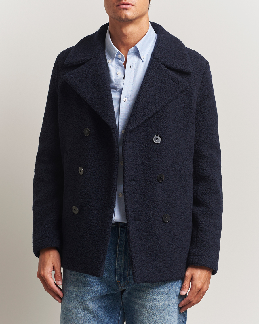 Heren | Jassen | Harris Wharf London | Boucle Peacoat Navy
