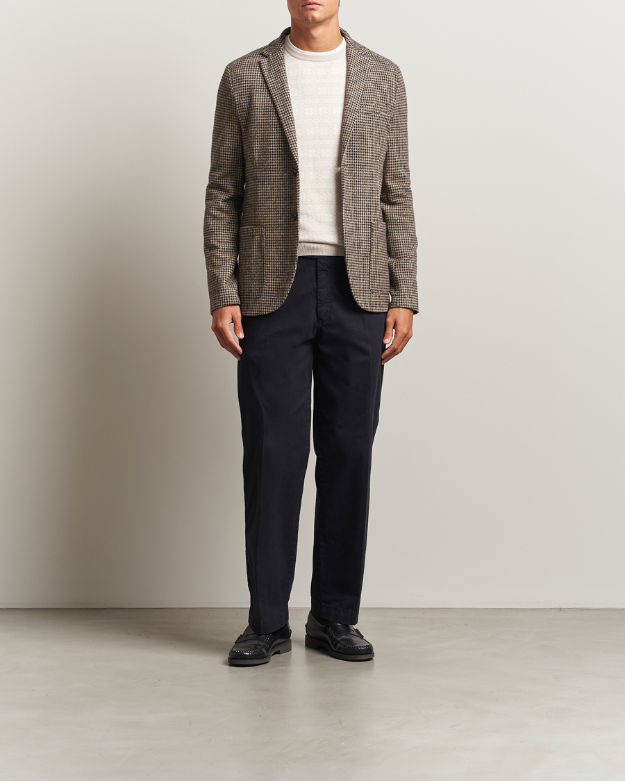 Heren | Blazers | Harris Wharf London | Two Button Houndstooth Blazer Beige