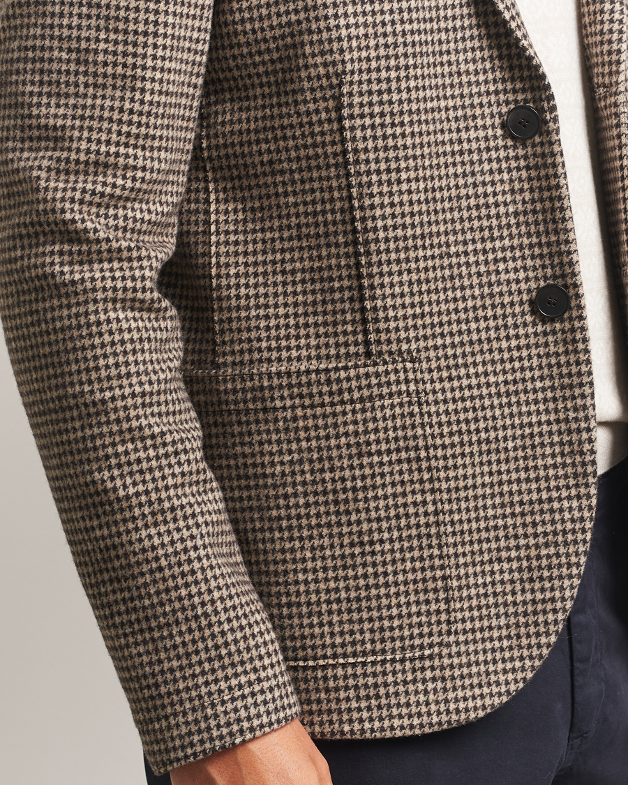 Heren | Blazers | Harris Wharf London | Two Button Houndstooth Blazer Beige