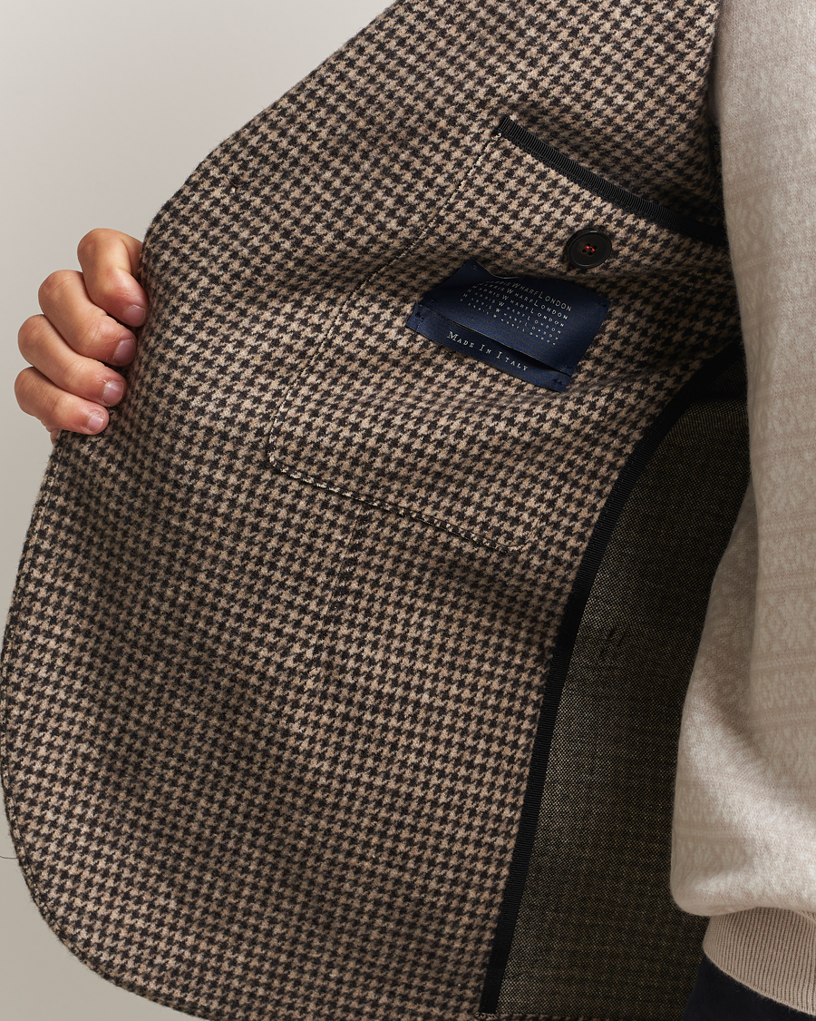 Heren | Blazers | Harris Wharf London | Two Button Houndstooth Blazer Beige