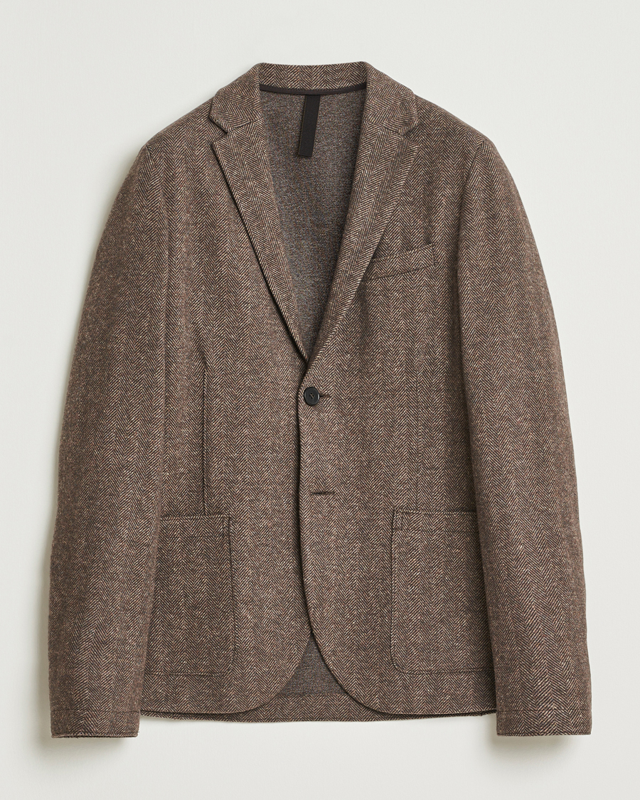 Heren | Blazers | Harris Wharf London | Two Button Herringbone Blazer Brown