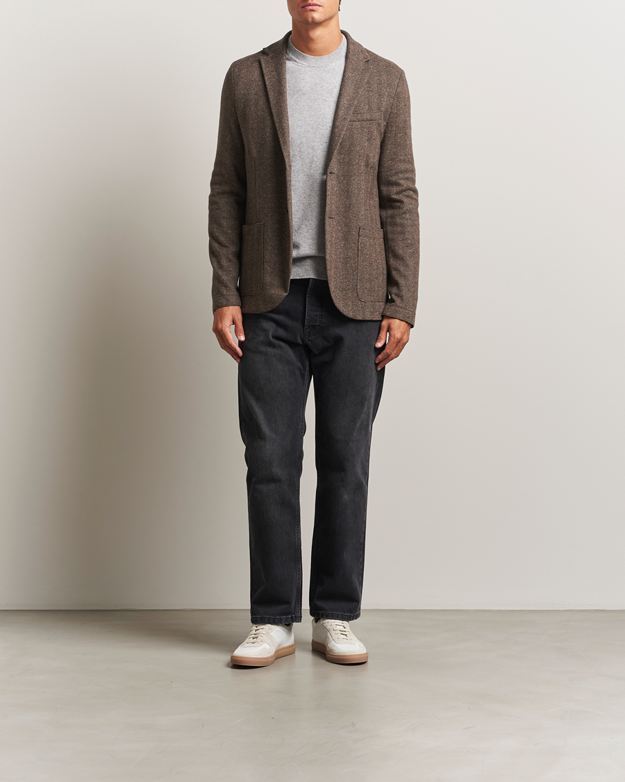 Heren | Blazers | Harris Wharf London | Two Button Herringbone Blazer Brown