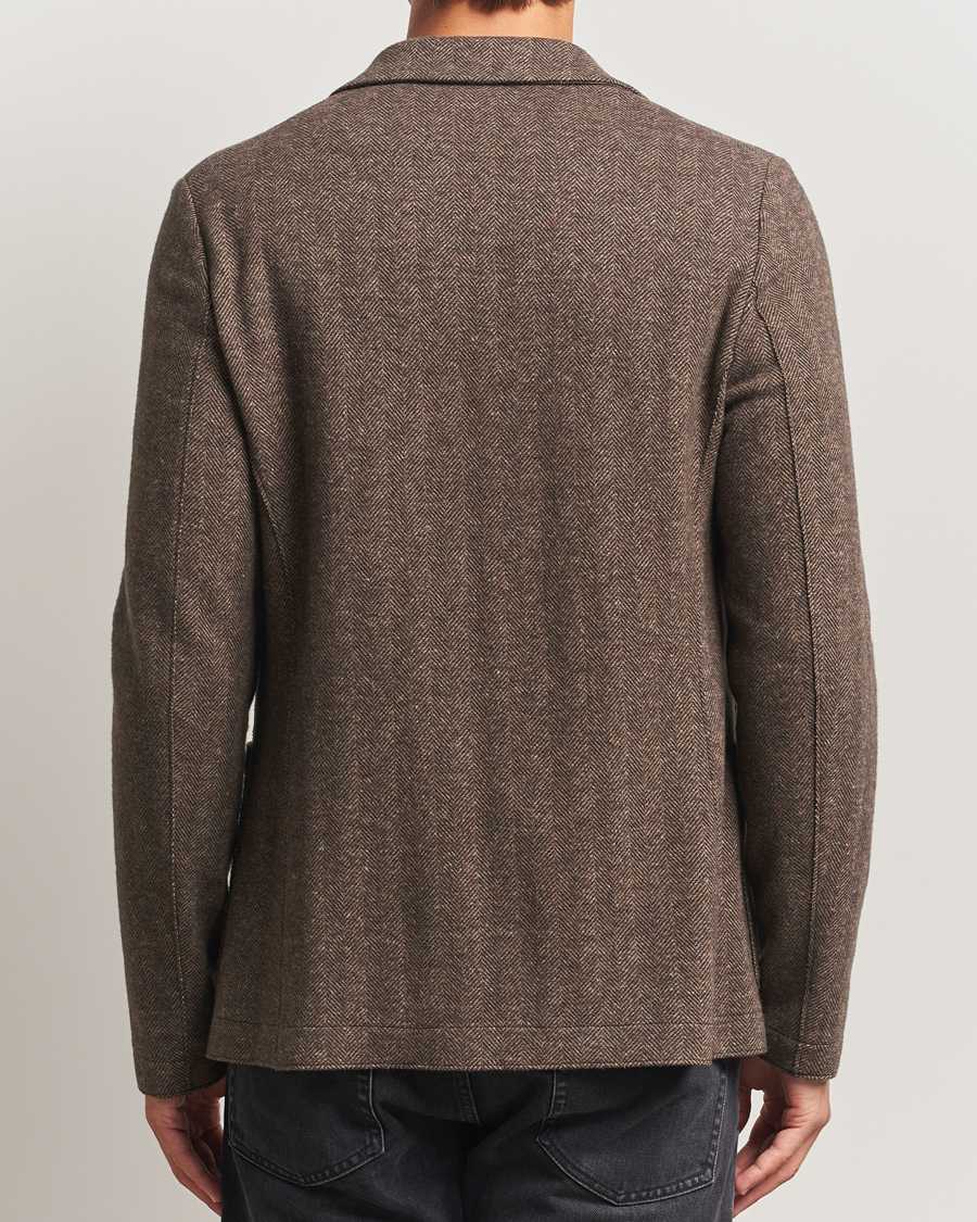 Heren | Blazers | Harris Wharf London | Two Button Herringbone Blazer Brown