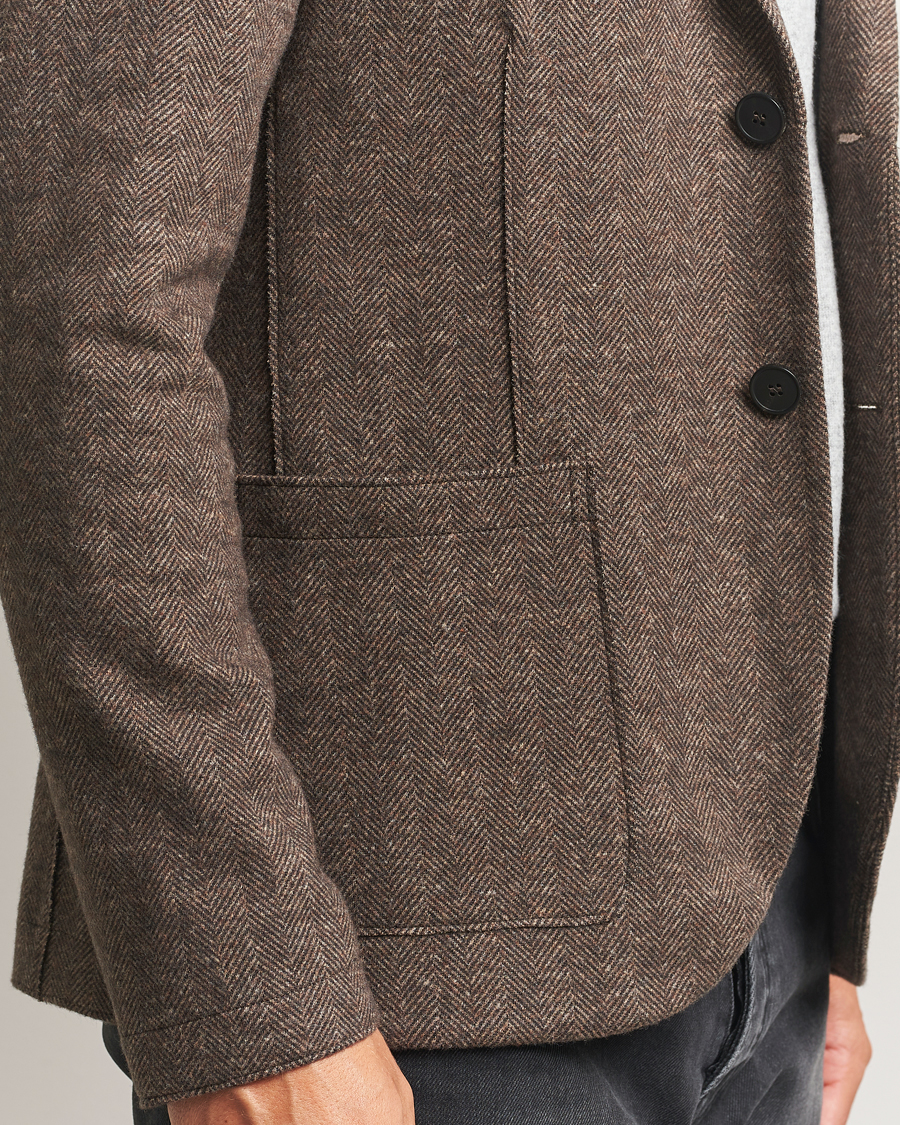 Heren | Blazers | Harris Wharf London | Two Button Herringbone Blazer Brown