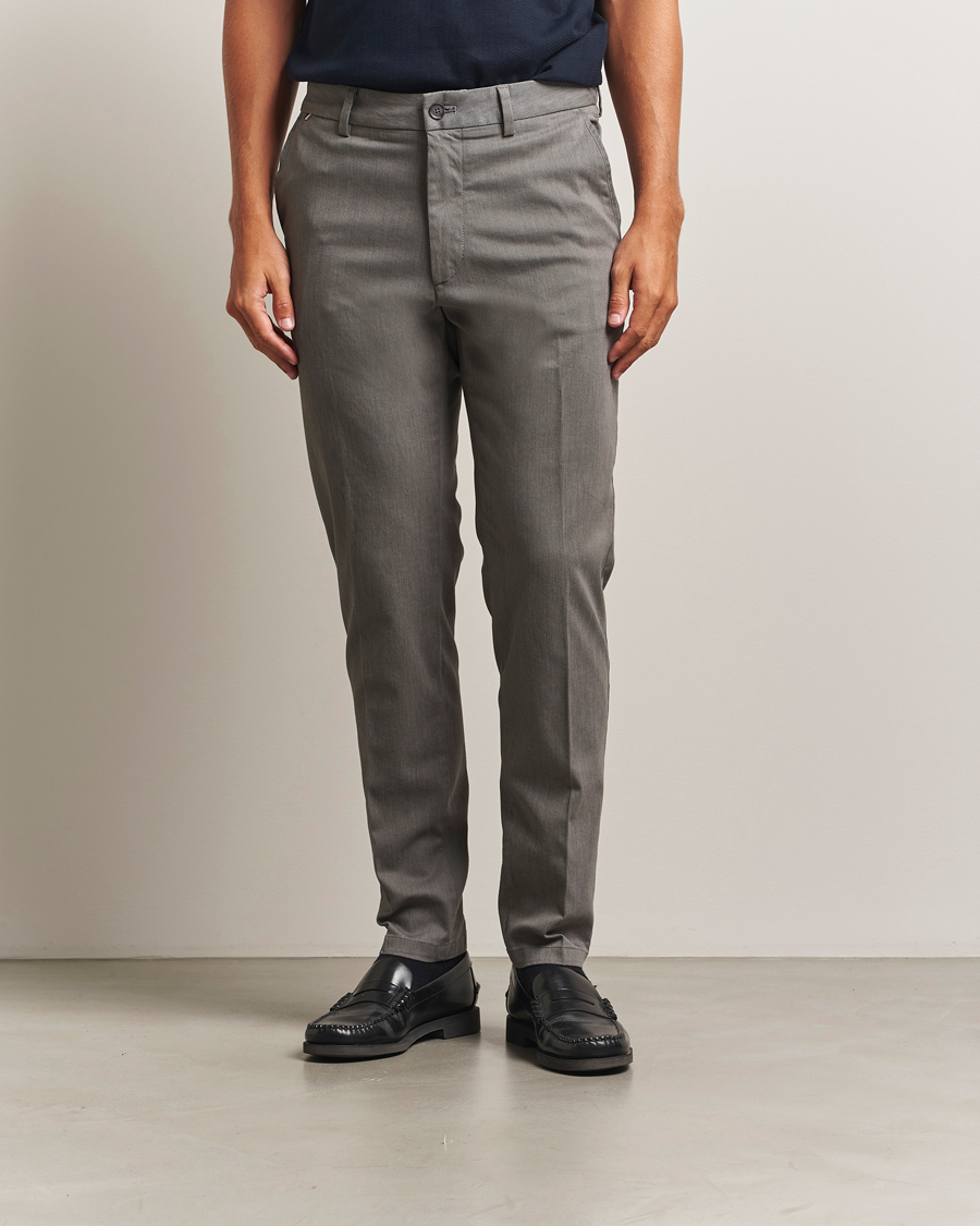 Heren | Broeken | BOSS BLACK | Kane Brushed Cotton Pleated Trousers Dark Grey