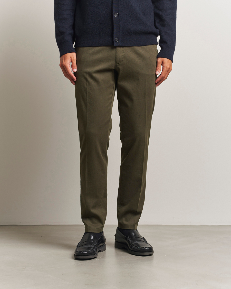 Heren | Broeken | BOSS BLACK | Kane Brushed Cotton Pleated Trousers Open Green