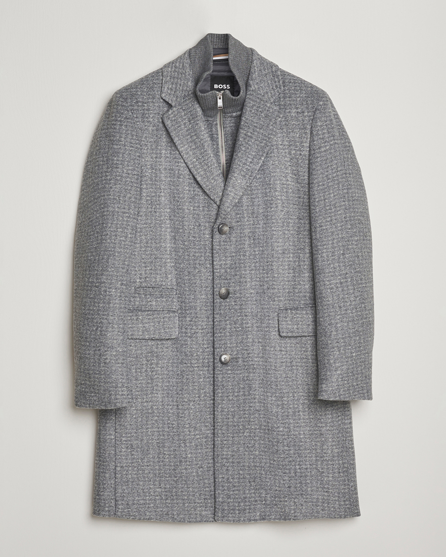 Heren | Jassen | BOSS BLACK | Hyde Wool Bib Coat Silver