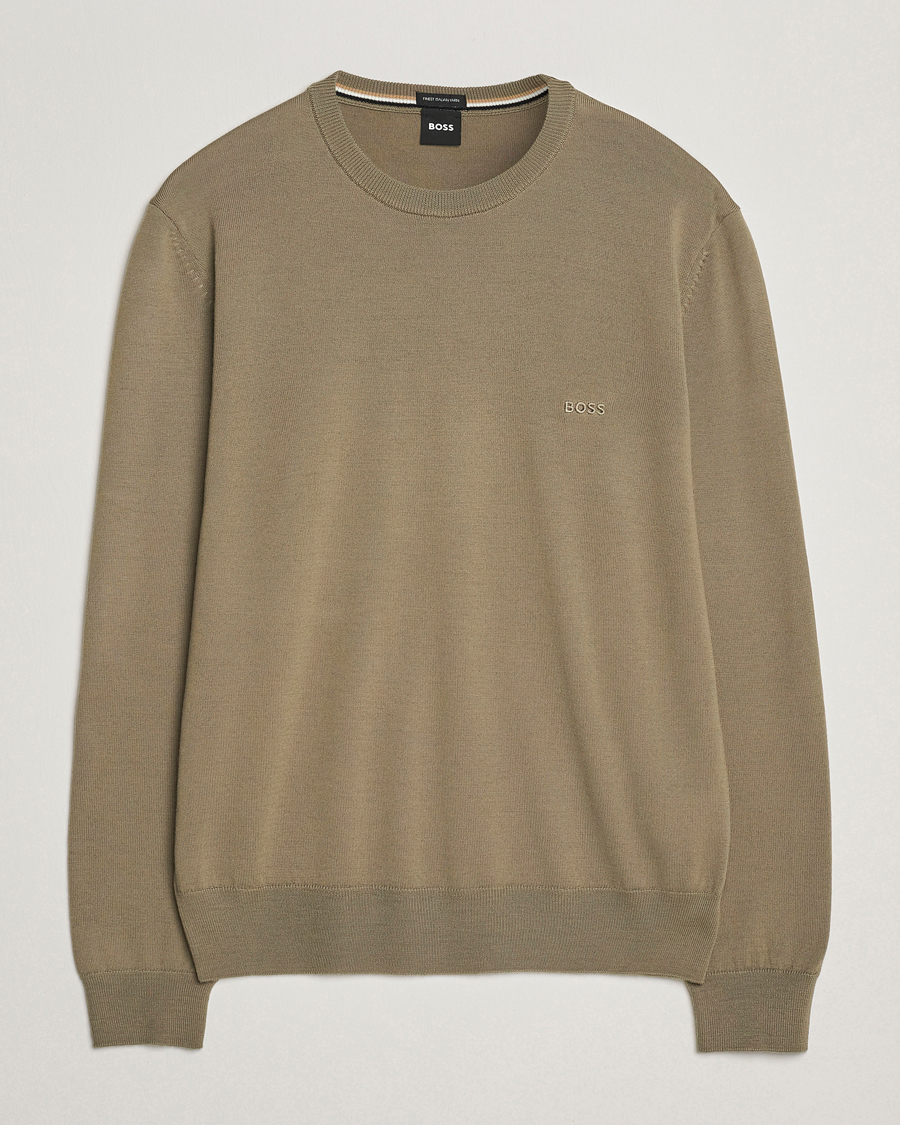 Heren | Truien | BOSS BLACK | Botto Merino Knitted Pullover Open Brown