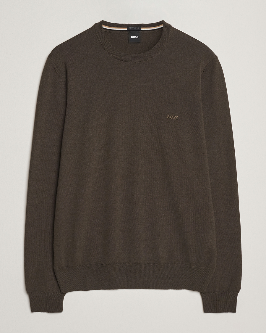 Heren | Truien | BOSS BLACK | Botto Merino Knitted Pullover Open Green