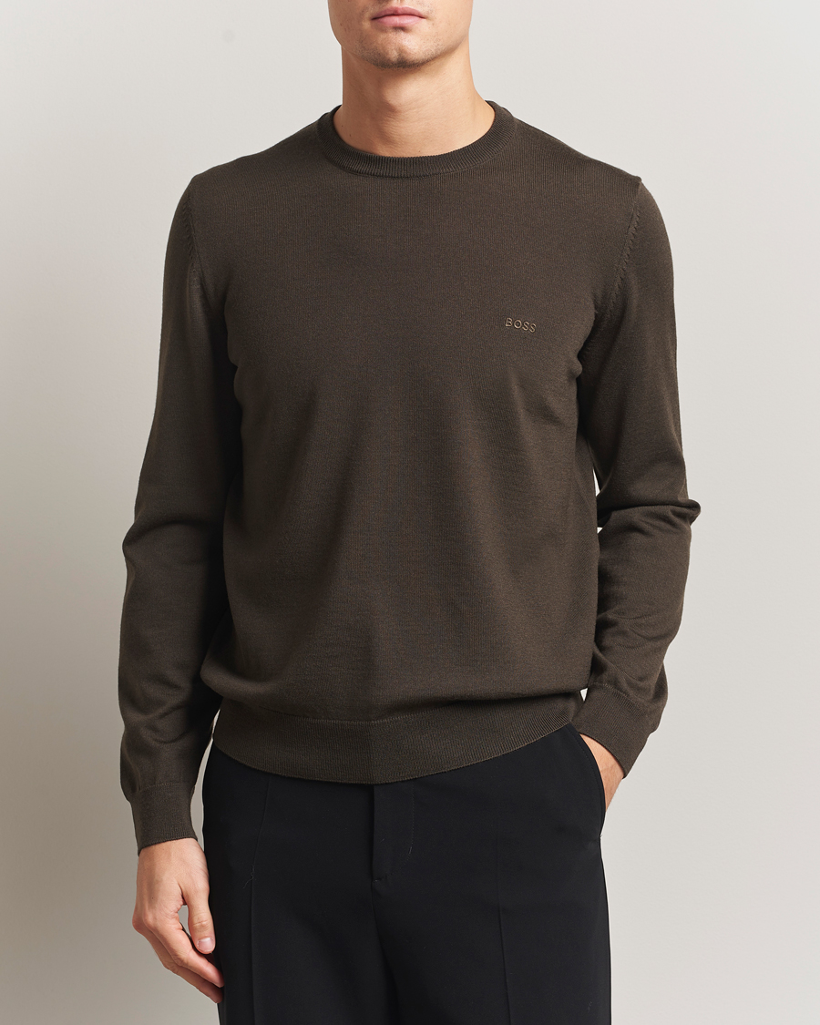 Heren | Truien | BOSS BLACK | Botto Merino Knitted Pullover Open Green