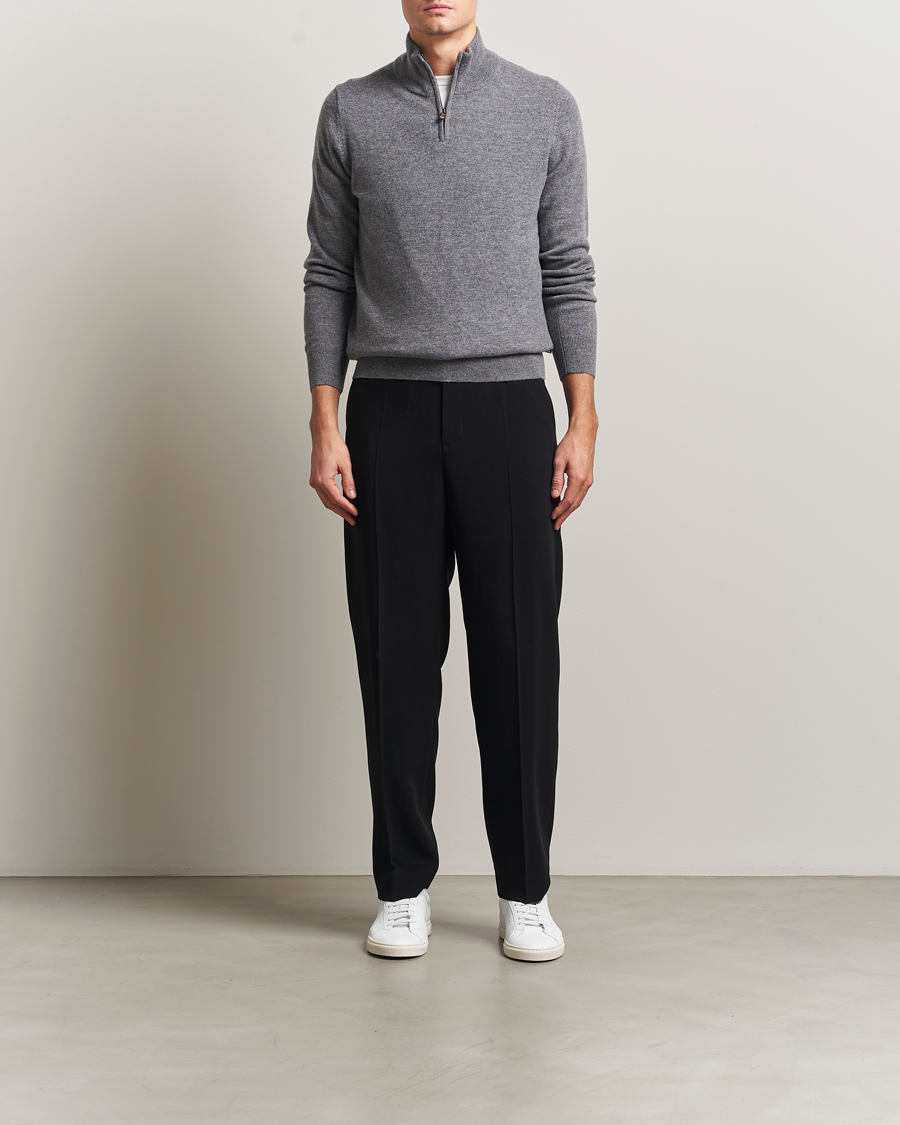 Heren | Truien | BOSS BLACK | Hemarlo Wool/Cashmere Half Zip Medium Grey