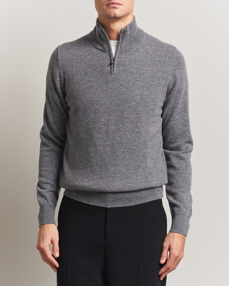 Heren | Truien | BOSS BLACK | Hemarlo Wool/Cashmere Half Zip Medium Grey
