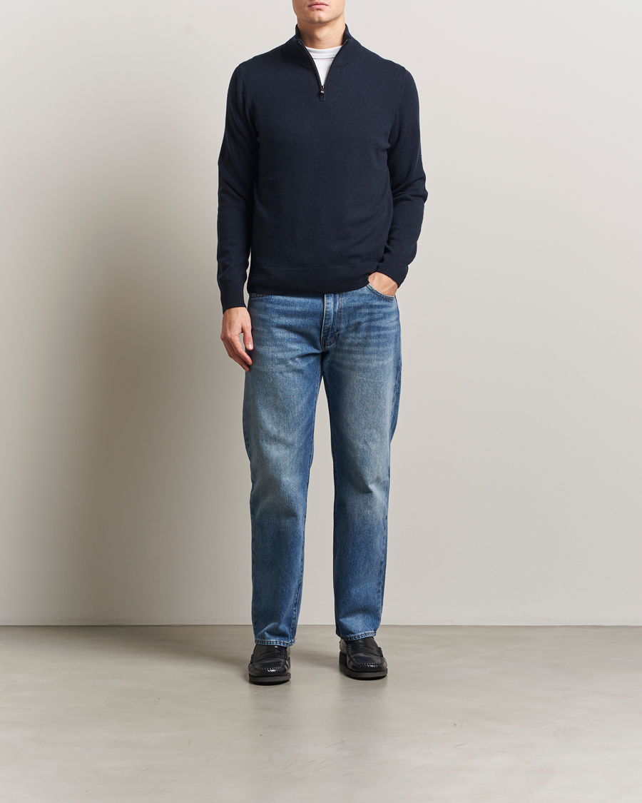 Heren | Truien | BOSS BLACK | Hemarlo Wool/Cashmere Half Zip Dark Blue