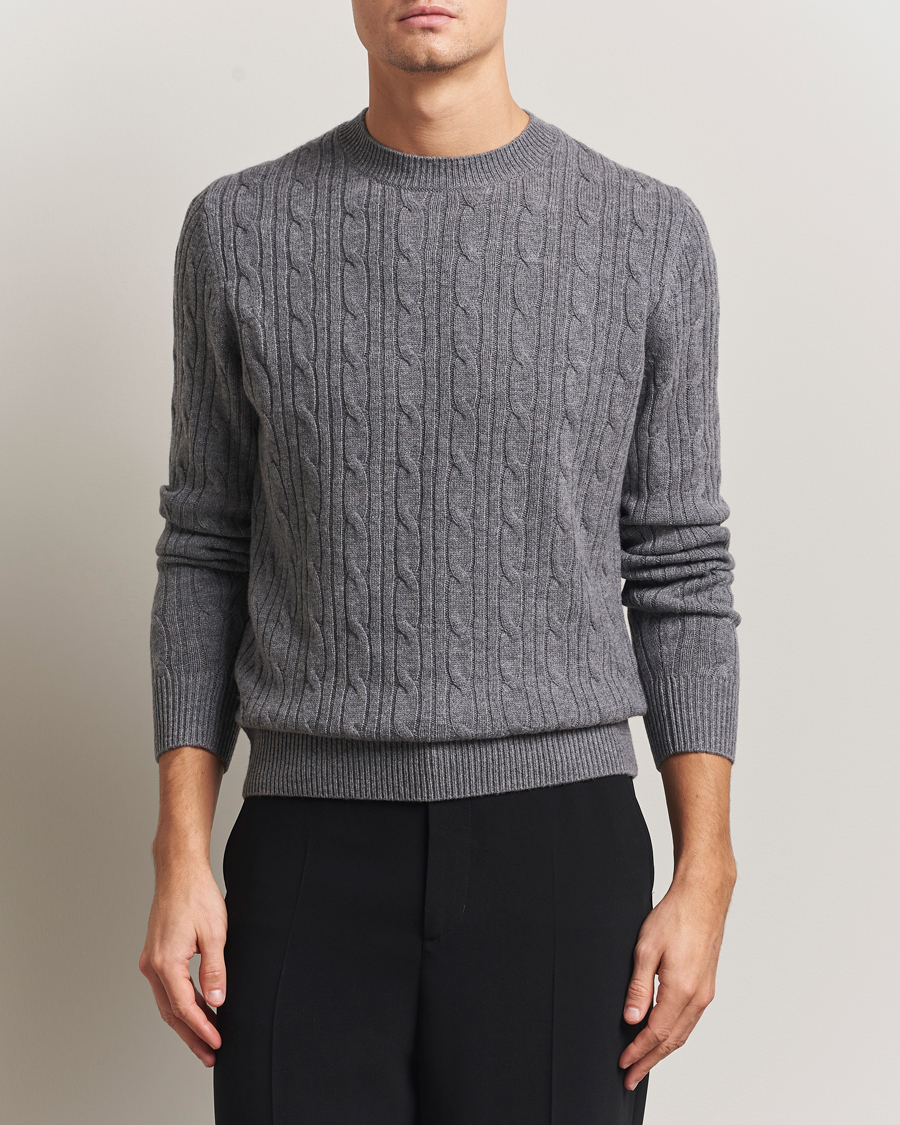 Heren | Truien | BOSS BLACK | Hetico Wool/Cashmere Cable Sweater Medium Grey
