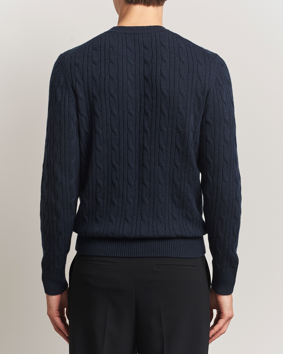 Heren | Truien | BOSS BLACK | Hetico Wool/Cashmere Cable Sweater Dark Blue
