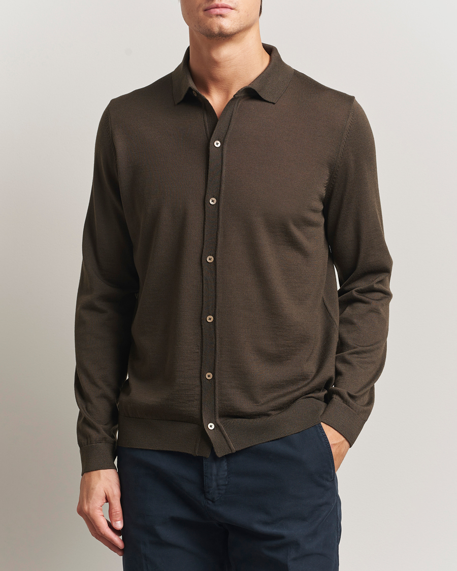 Heren | Truien | BOSS BLACK | Helbert Wool Cardigan Open Green