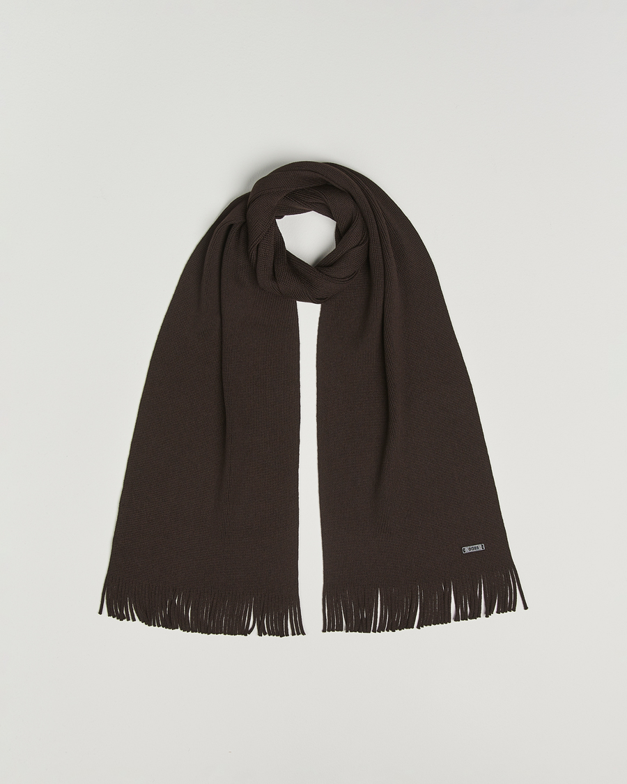 Heren | Sjaals | BOSS BLACK | Albas Wool Scarf Dark Brown