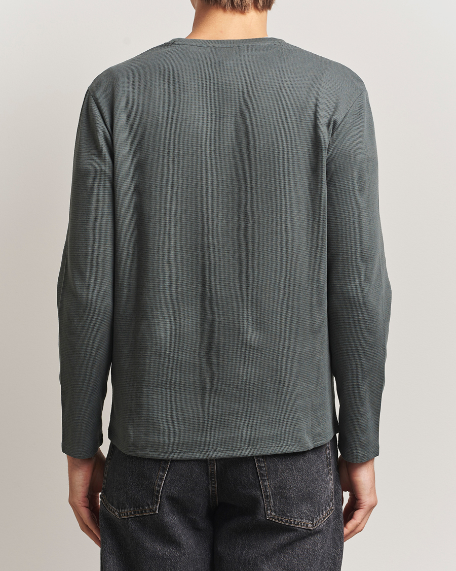 Heren | Pyjama's en gewaden | BOSS BLACK | Waffle Long Sleeve Pyjama T-Shirt Open Green