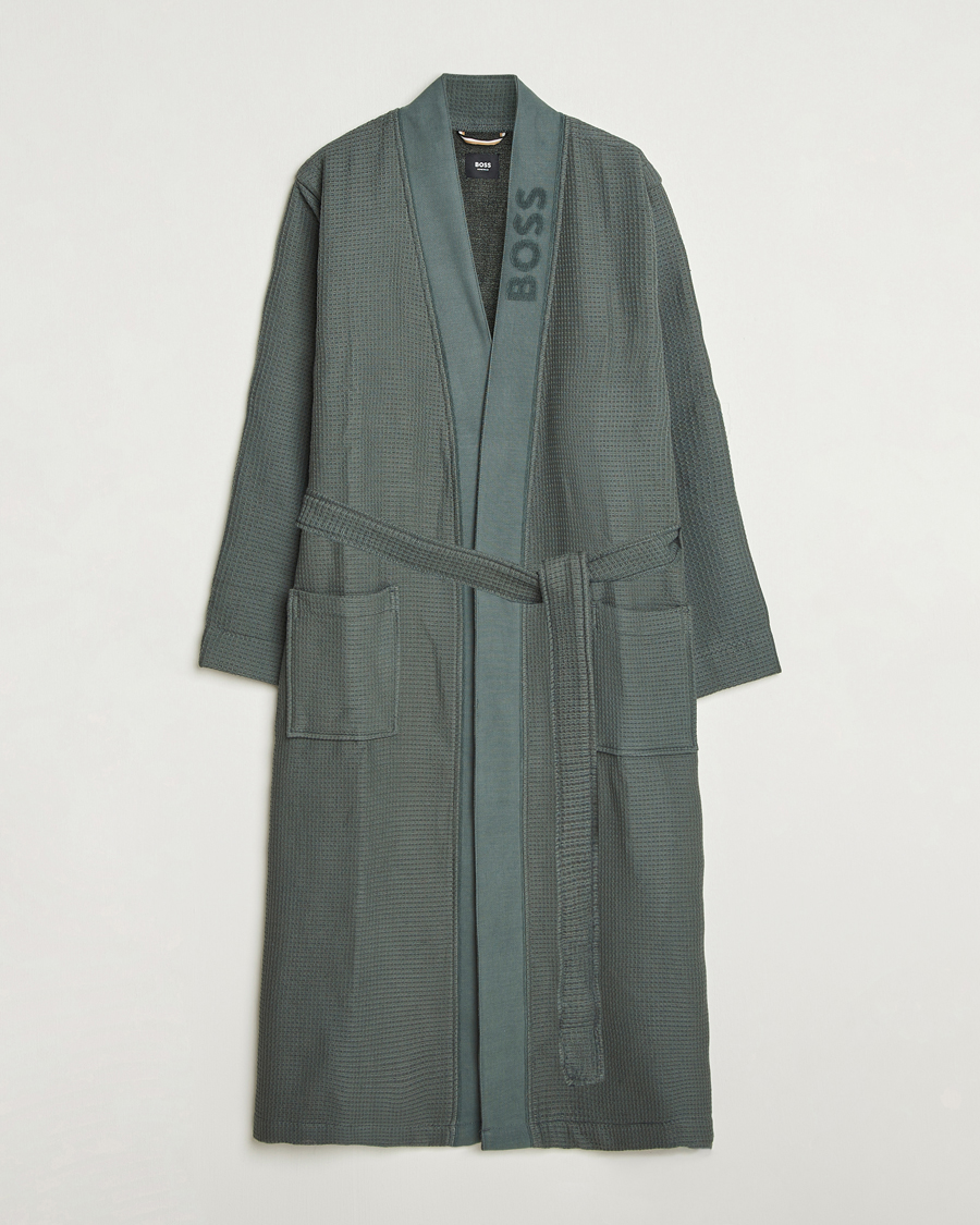 Heren | Pyjama's en gewaden | BOSS BLACK | Waffle Kimono Open Green