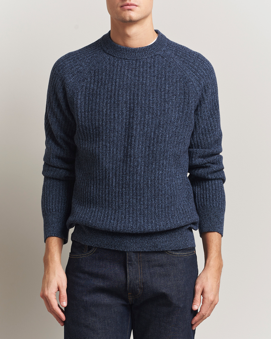 BOSS ORANGE Klacier Ribbed Wool Knitted Sweater Open Blue | Man