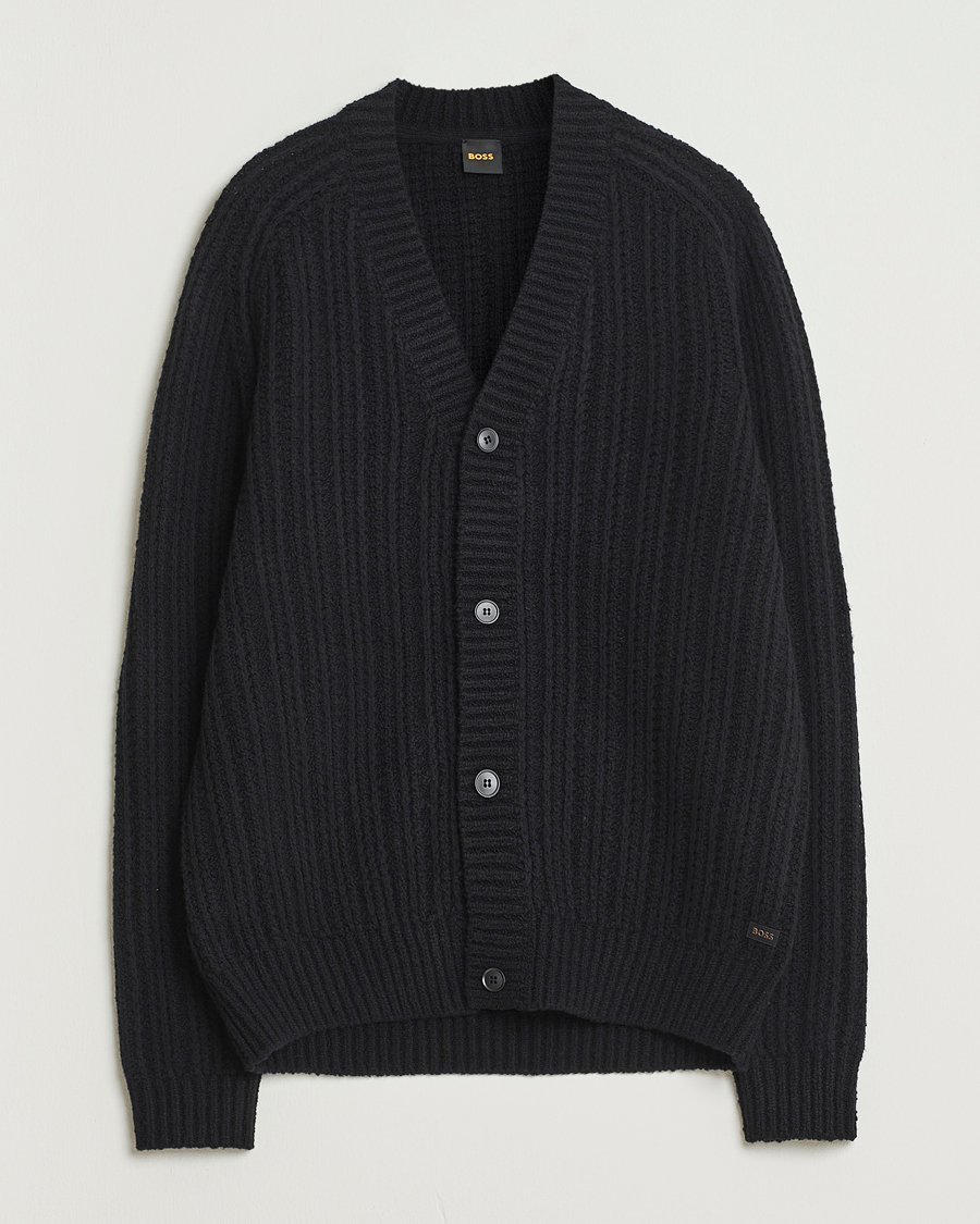 Heren | Truien | BOSS ORANGE | Kortho Wool Knitted Cardigan Black